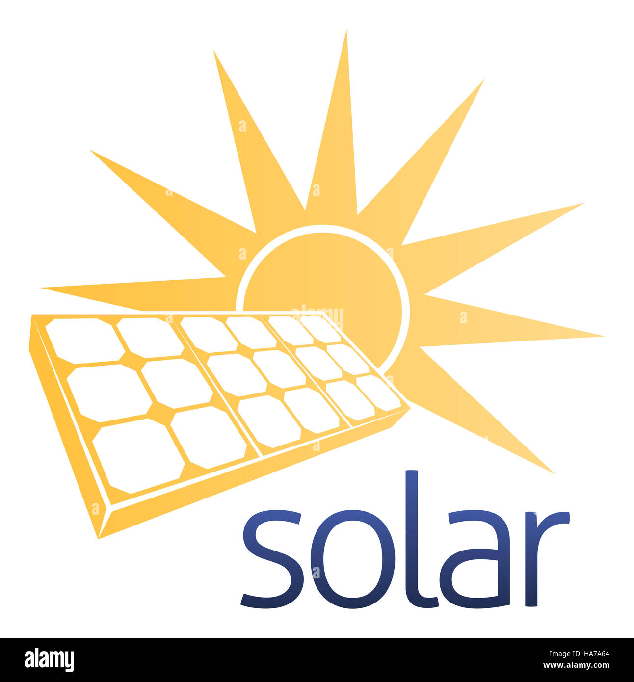 A solar power concept icon of solar panel photovoltaics cell with a sun Stock Photo