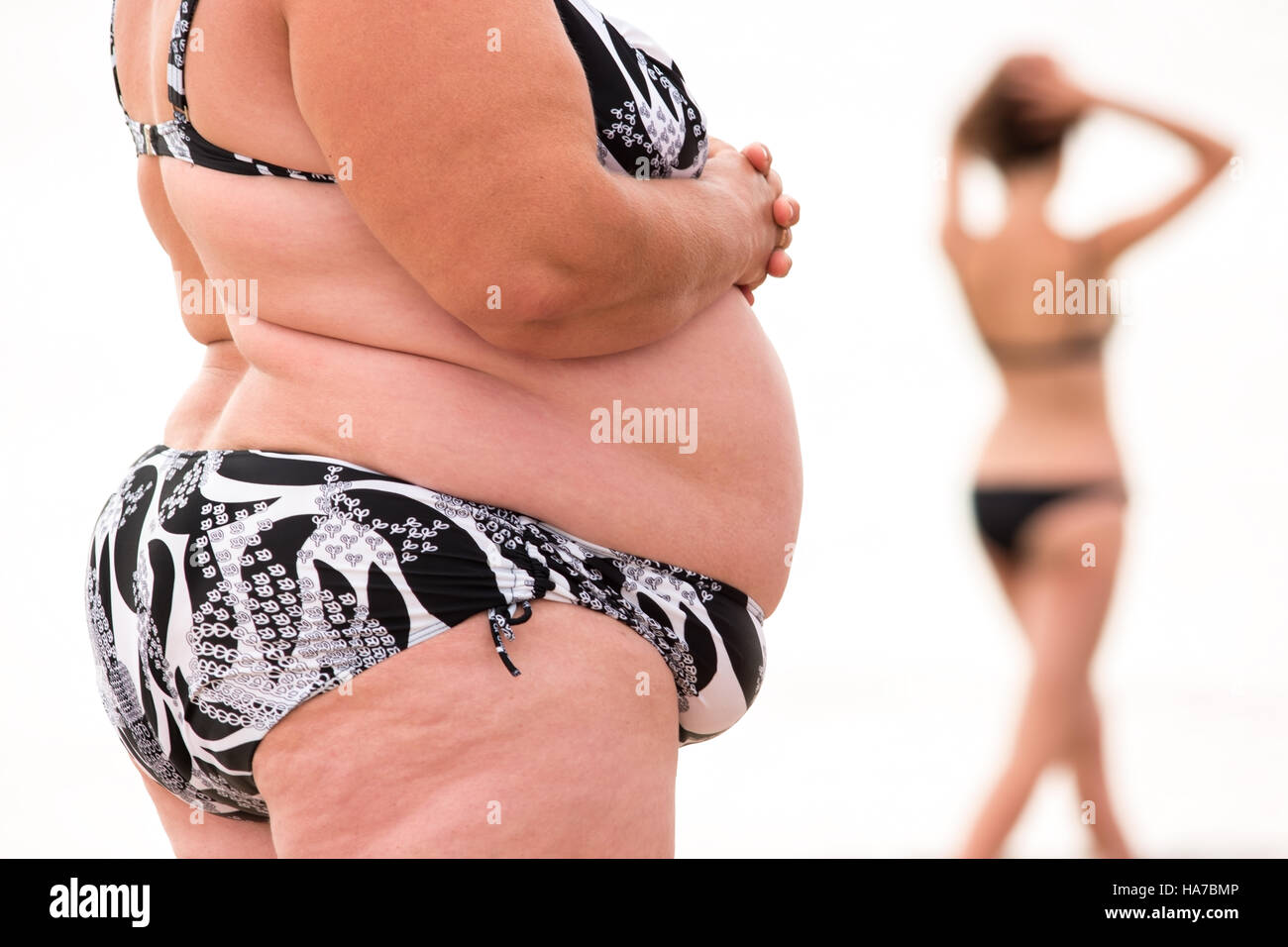 Fat woman and slim girl Stock Photo picture