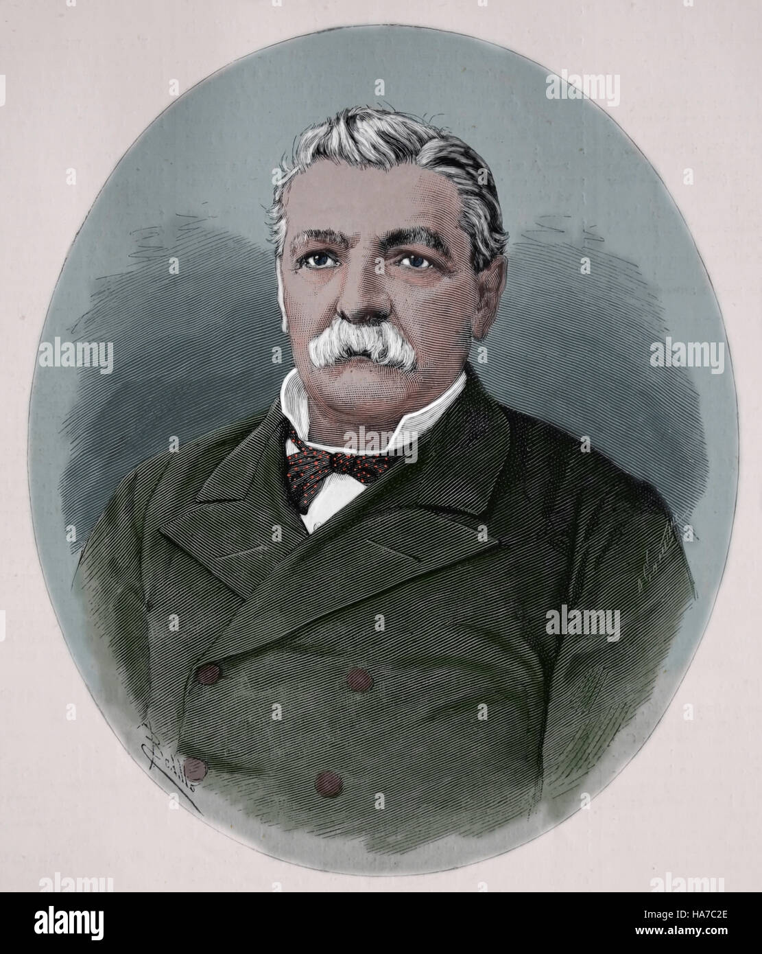 Domingo de Santa Maria (1825-1889). Chilean politician. President of Chile 1881-1886. Portrait. Engraving, 1882. Later colouration. Stock Photo