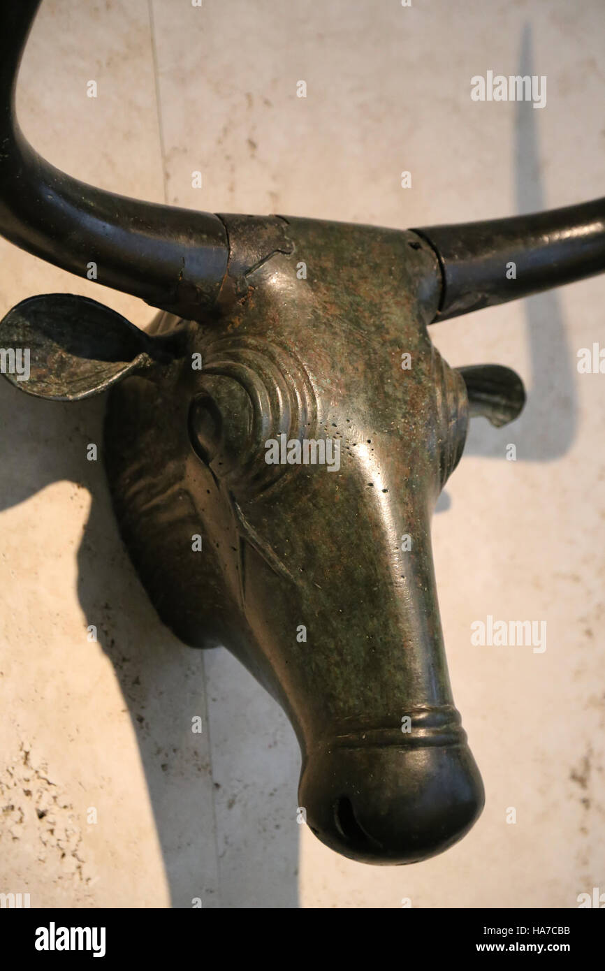 Bulls from Costitx. 500 BC-200 BC. Iron age. Material: bronze. Shrine of Predio de Son Corro, Costitx, Majorca, Spain. , Stock Photo