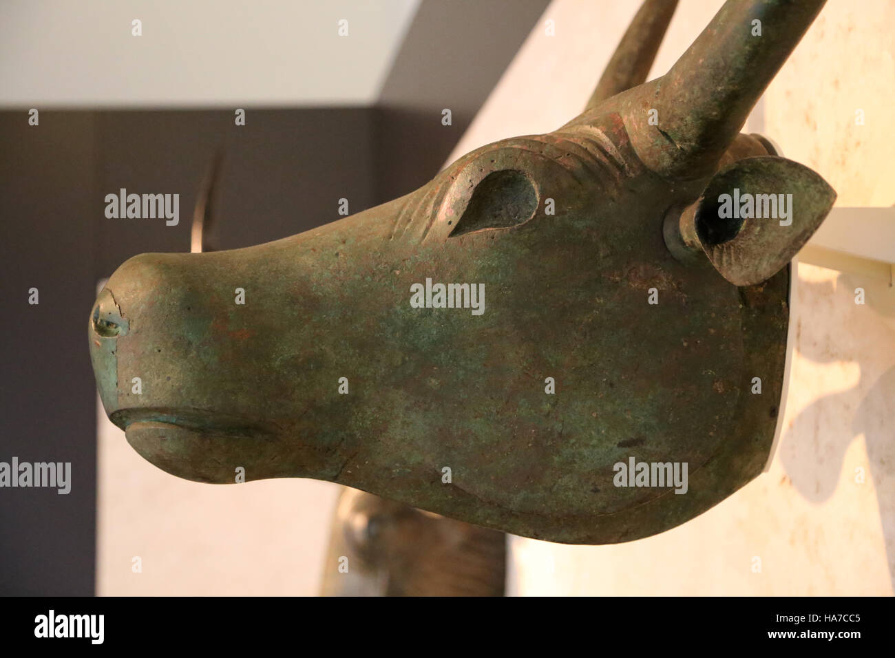 Bulls from Costitx. 500 BC-200 BC. Iron age. Material: bronze. Shrine of Predio de Son Corro, Costitx, Majorca, Spain.Talaiotic. Stock Photo