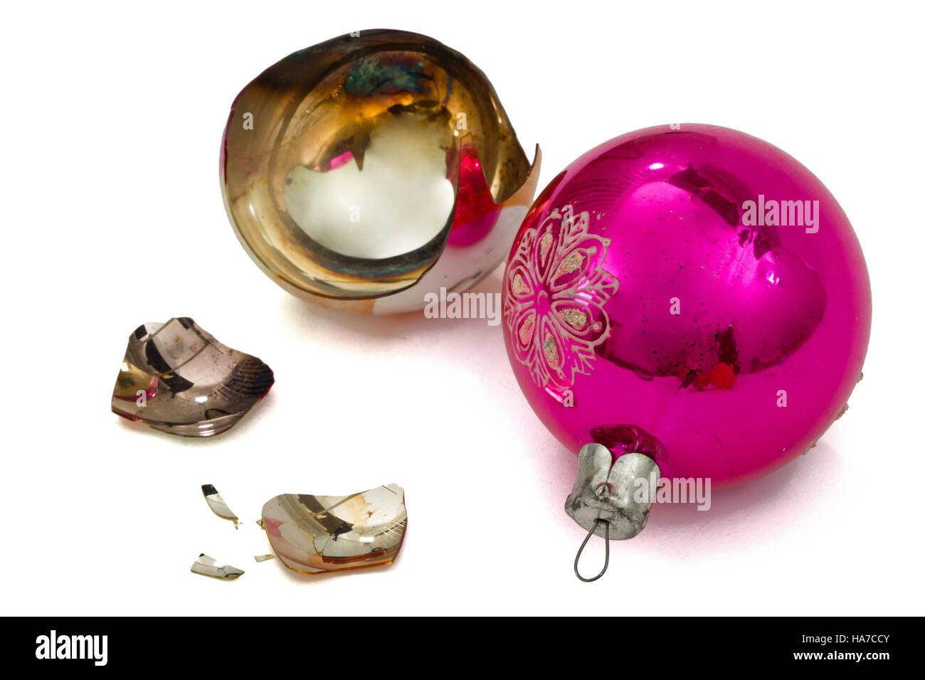 Broken Christmas ball, isolated on white background Stock Photo - Alamy