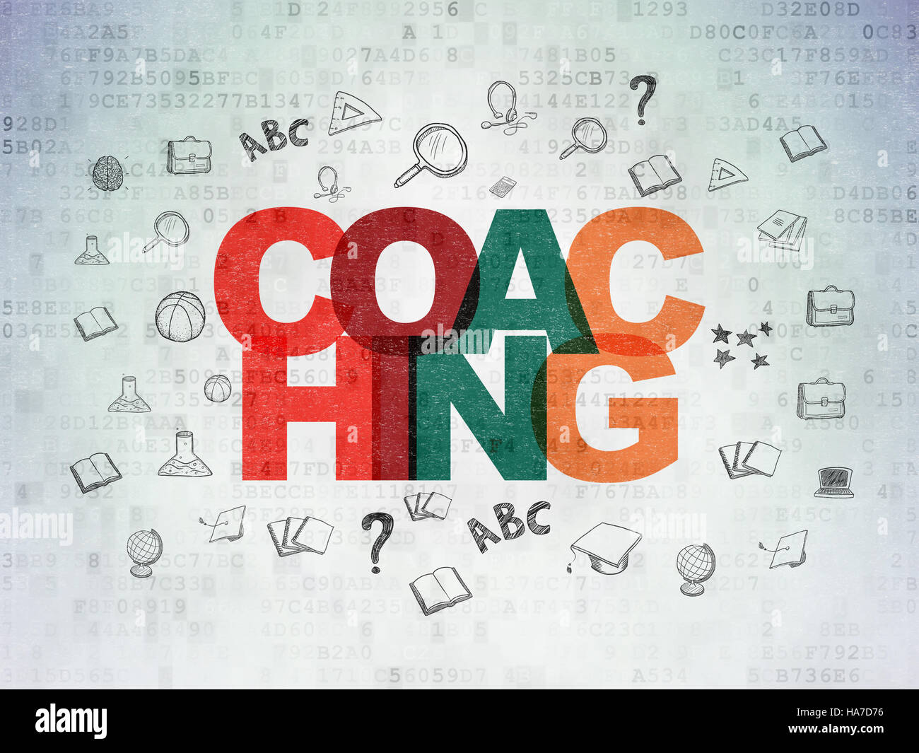Education concept: Coaching on Digital Data Paper background Stock ...