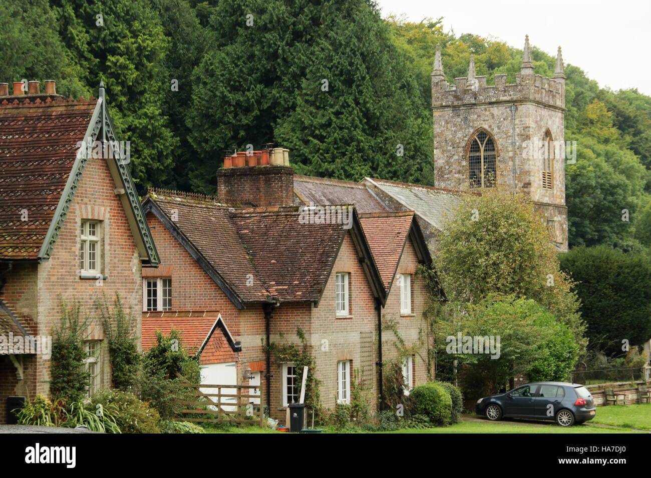 Houses and Church,Milton Abbas,Dorset,UK Stock Photo Alamy