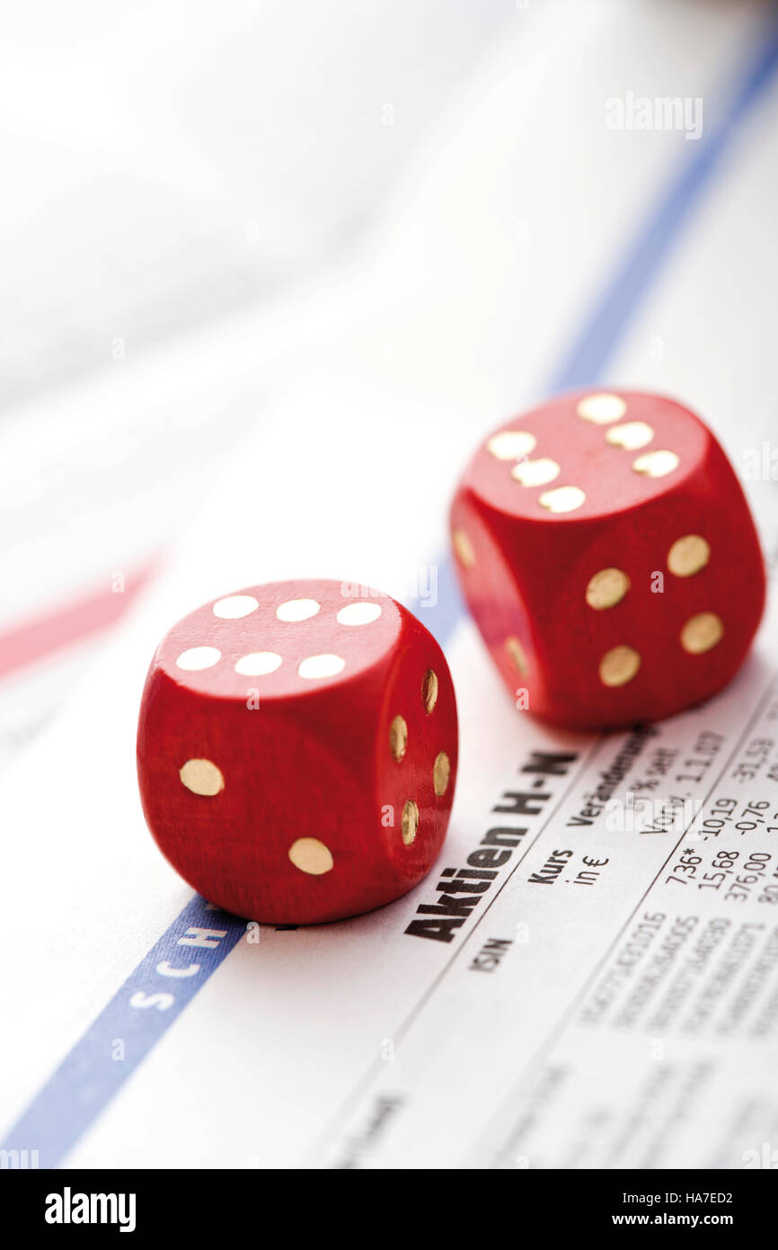 Red dice, doublets 6, stock quotations, symbolic picture Stock Photo