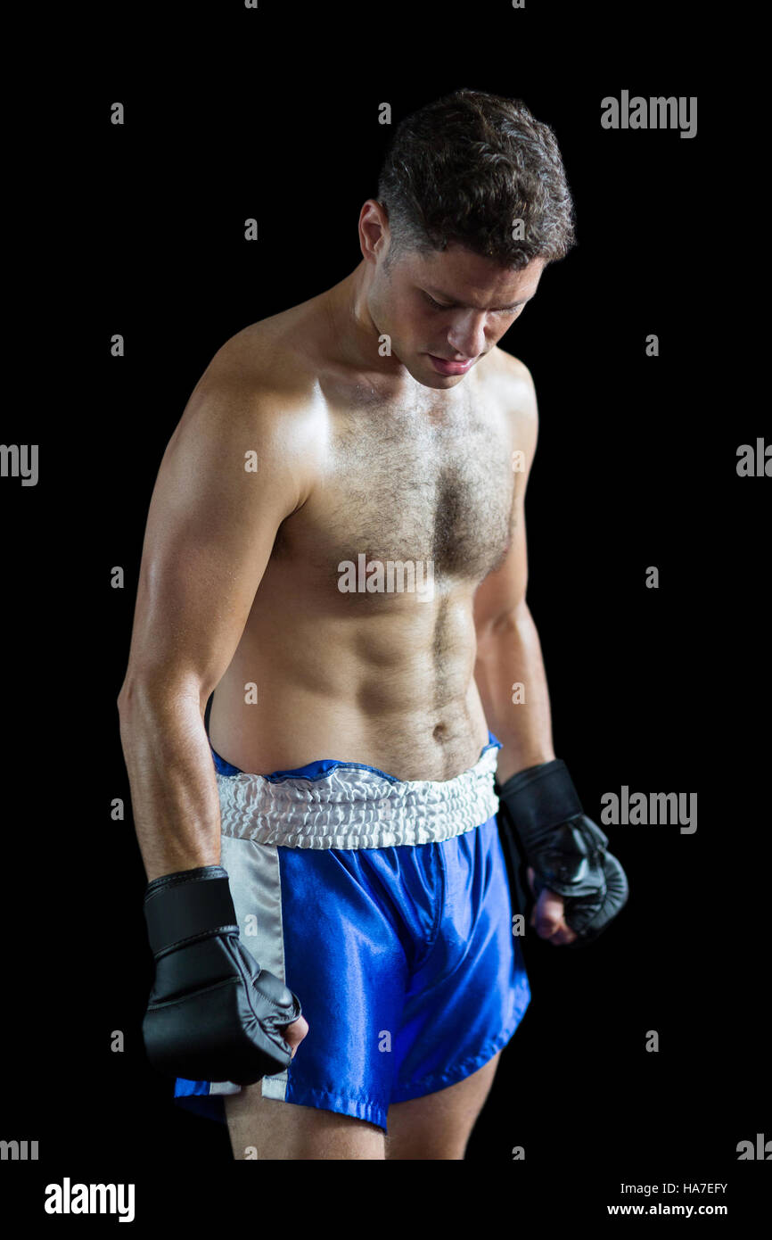 Boxer posing after defeat Stock Photo Alamy