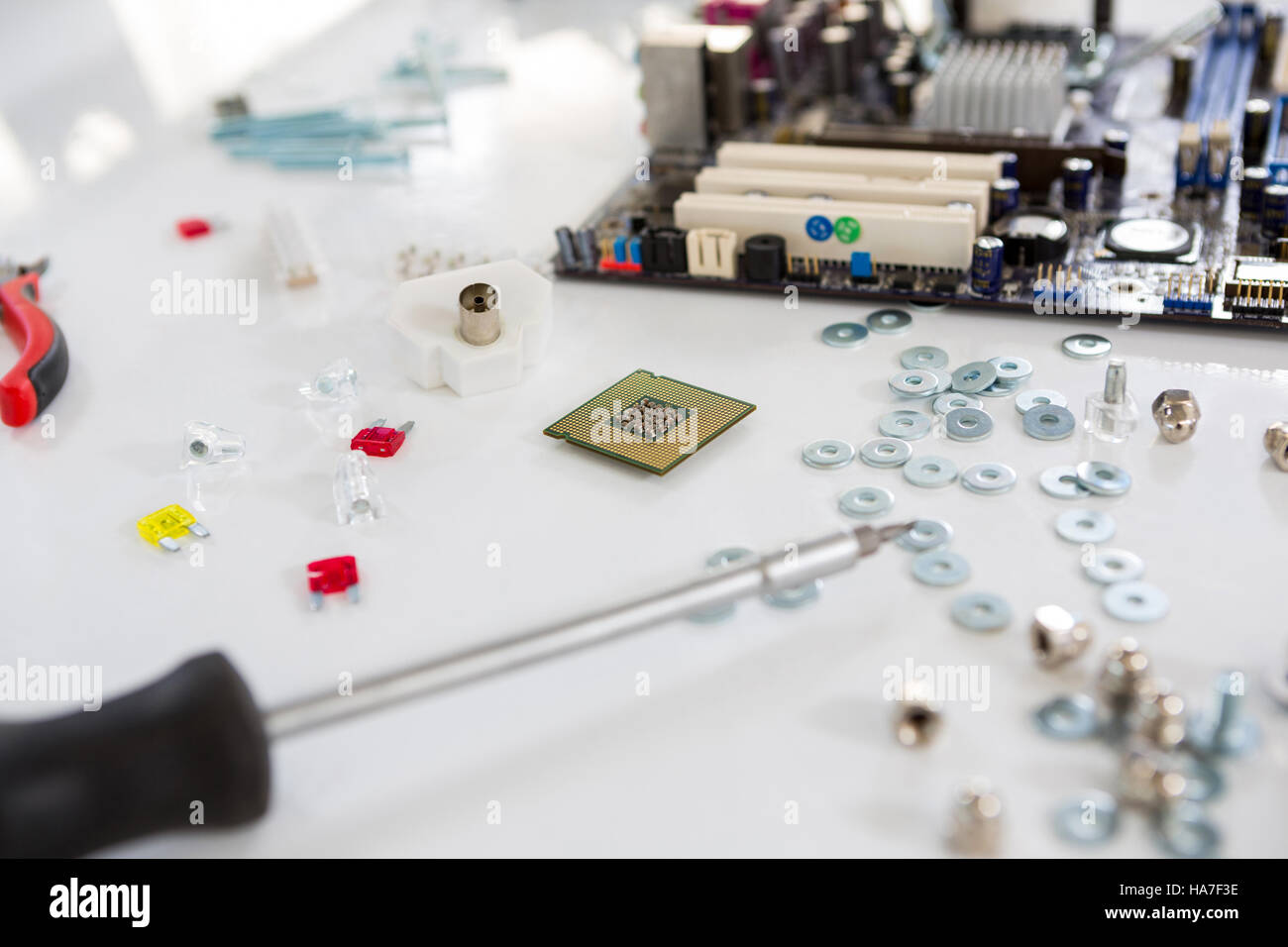 Spare parts of motherboard Stock Photo