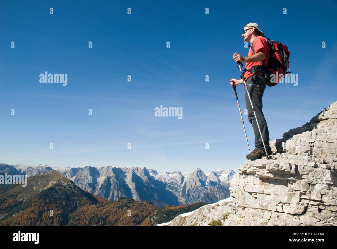 Hiker, view of the Totes Gebirge Range, Upper Austria, Europe Stock Photo -  Alamy