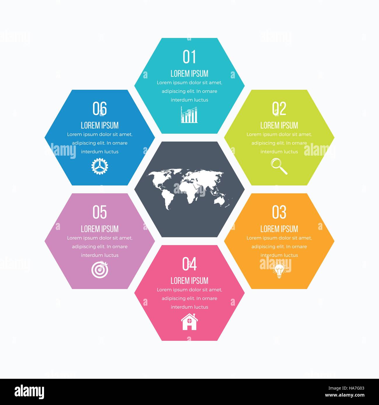 Vector illustration infographics six hexagons Stock Vector Image & Art ...