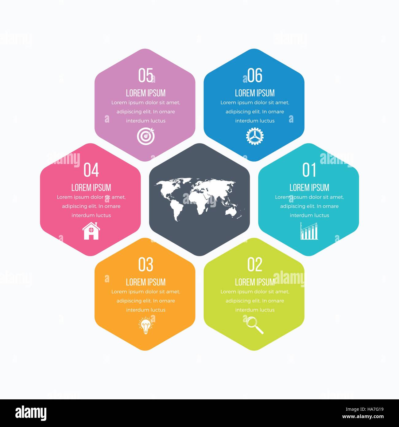 Vector illustration infographics six hexagons Stock Vector Image & Art ...