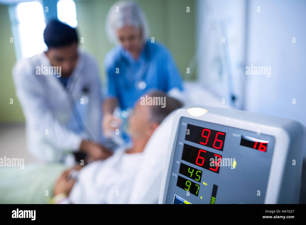 Heart rate monitor in hospital Stock Photo