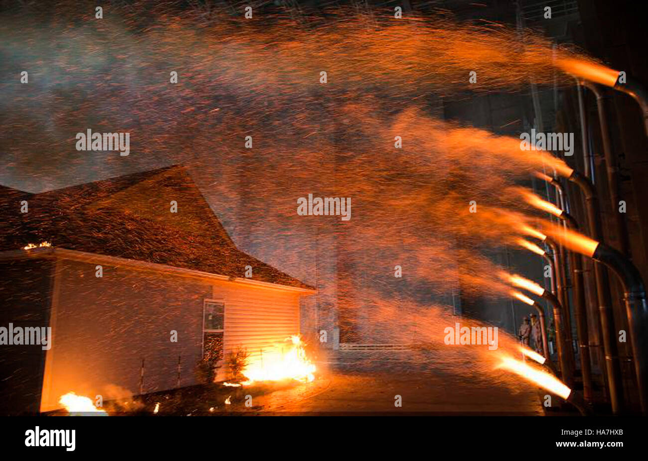 This image depicts a fire testing process designed to evaluate fire ...