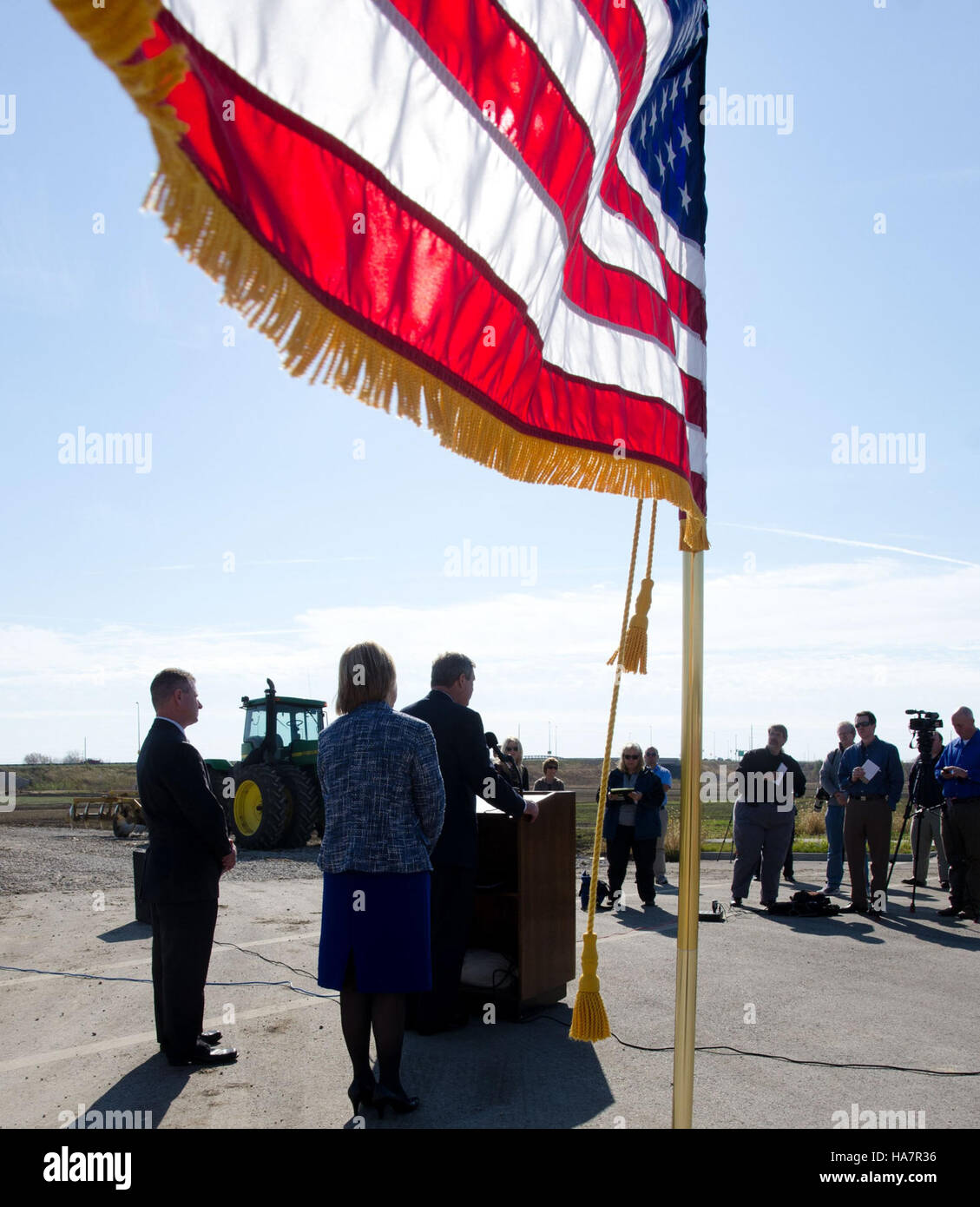 Secretary of Agriculture Thomas Vilsack discusses the American Jobs Act and its impact on the Department of Agriculture's programs. Stock Photo
