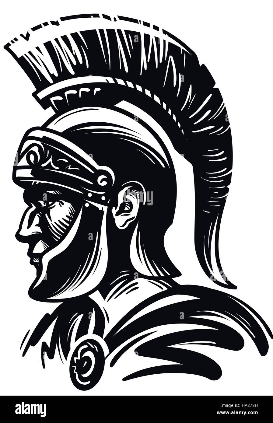 Spartan warrior, gladiator or roman soldier. Vector illustration Stock Vector