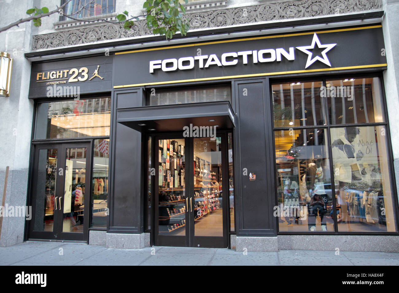 The Footaction store (casual shoes, sneakers, clothing) on W. 34th Street in Manhattan, New York City, United States. Stock Photo