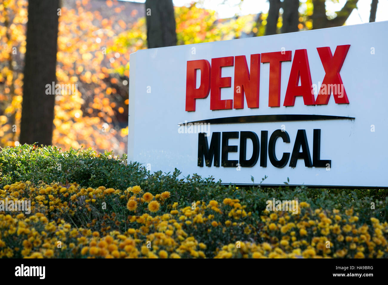 A logo sign outside of a facility occupied by PENTAX Medical in Montvale, New Jersey on November 5, 2016. Stock Photo
