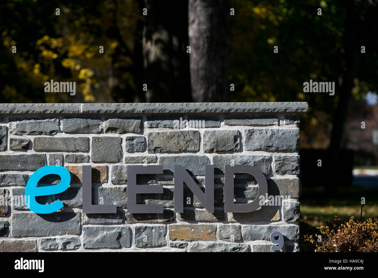 A logo sign outside of the headquarters of eLend and American Financial Resources in Parsippany, New Jersey on November 5, 2016. Stock Photo