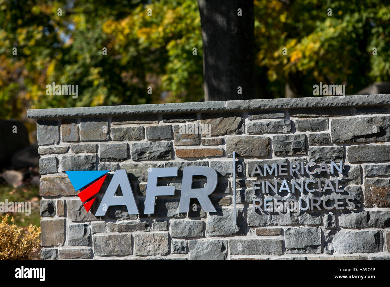 A logo sign outside of the headquarters of eLend and American Financial Resources in Parsippany, New Jersey on November 5, 2016. Stock Photo
