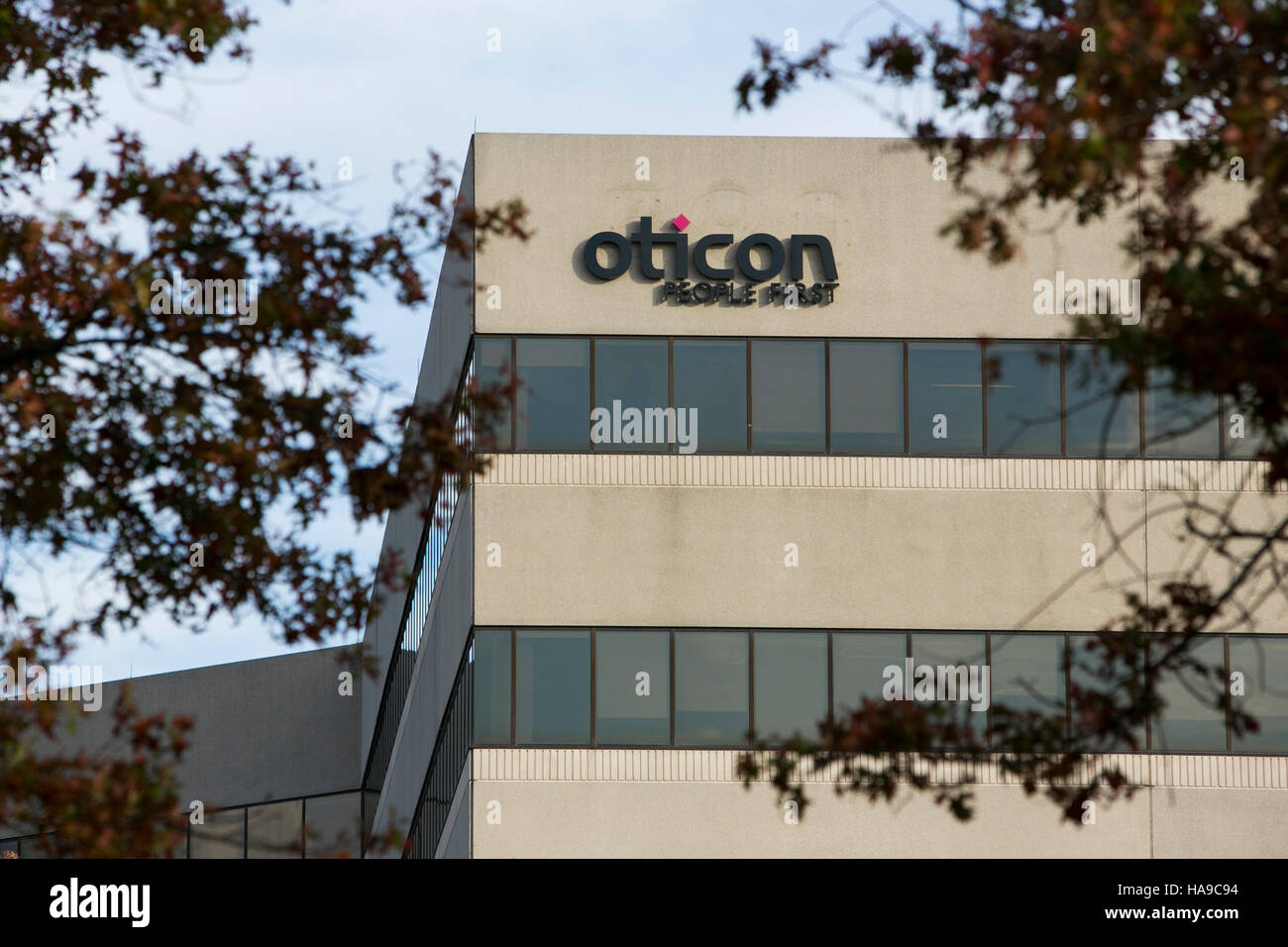 A logo sign outside of a facility occupied by Oticon in Somerset, New Jersey  on November 5, 2016 Stock Photo - Alamy