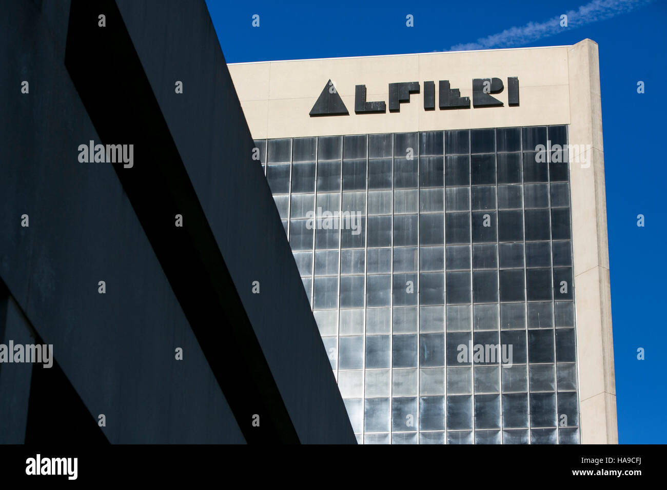 A logo sign outside of a facility occupied by Alfieri Property Management in Edison, New Jersey on November 6, 2016. Stock Photo