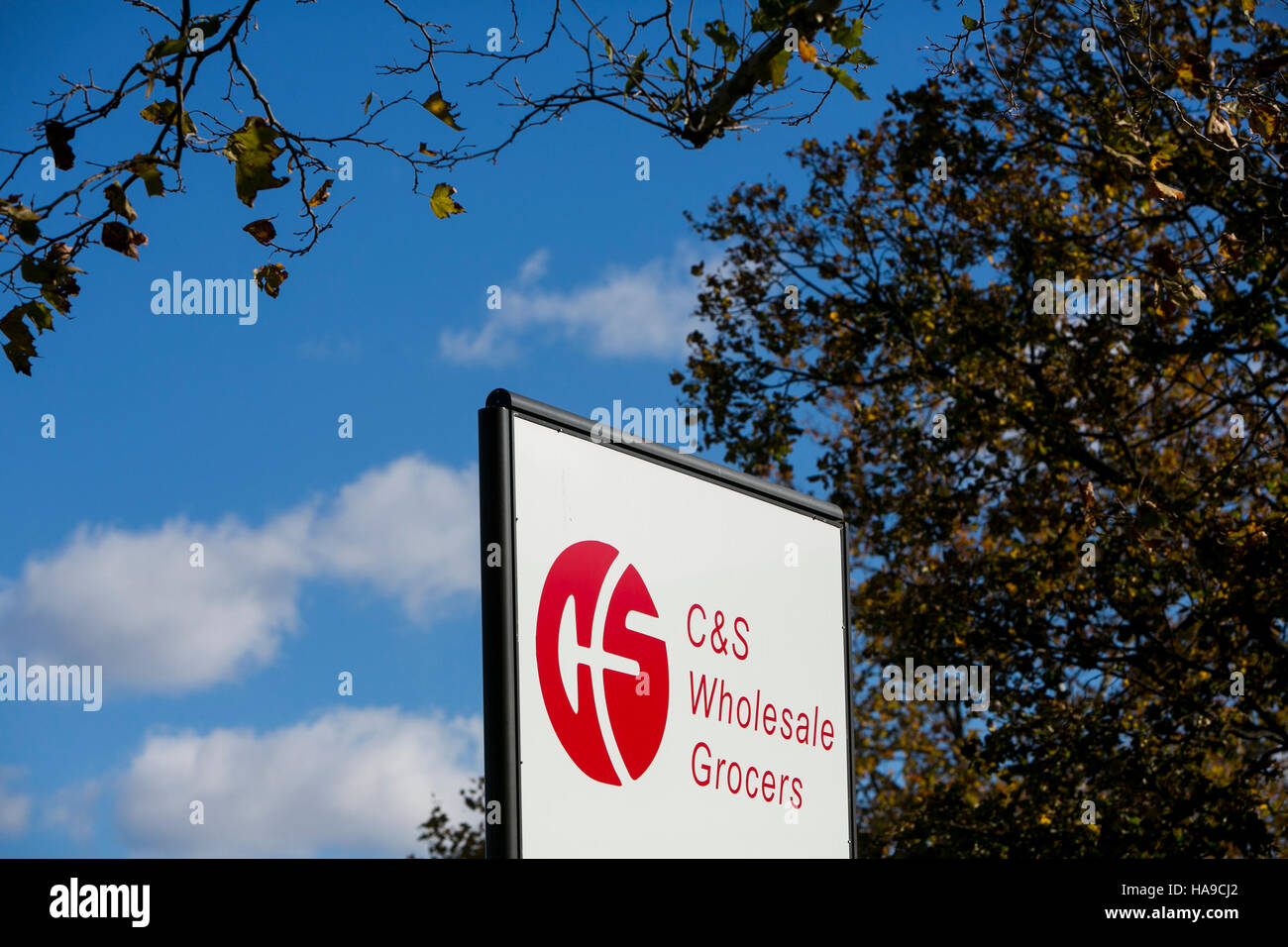 A logo sign outside of a facility occupied by C&S Wholesale Grocers in Edison, New Jersey on November 6, 2016. Stock Photo