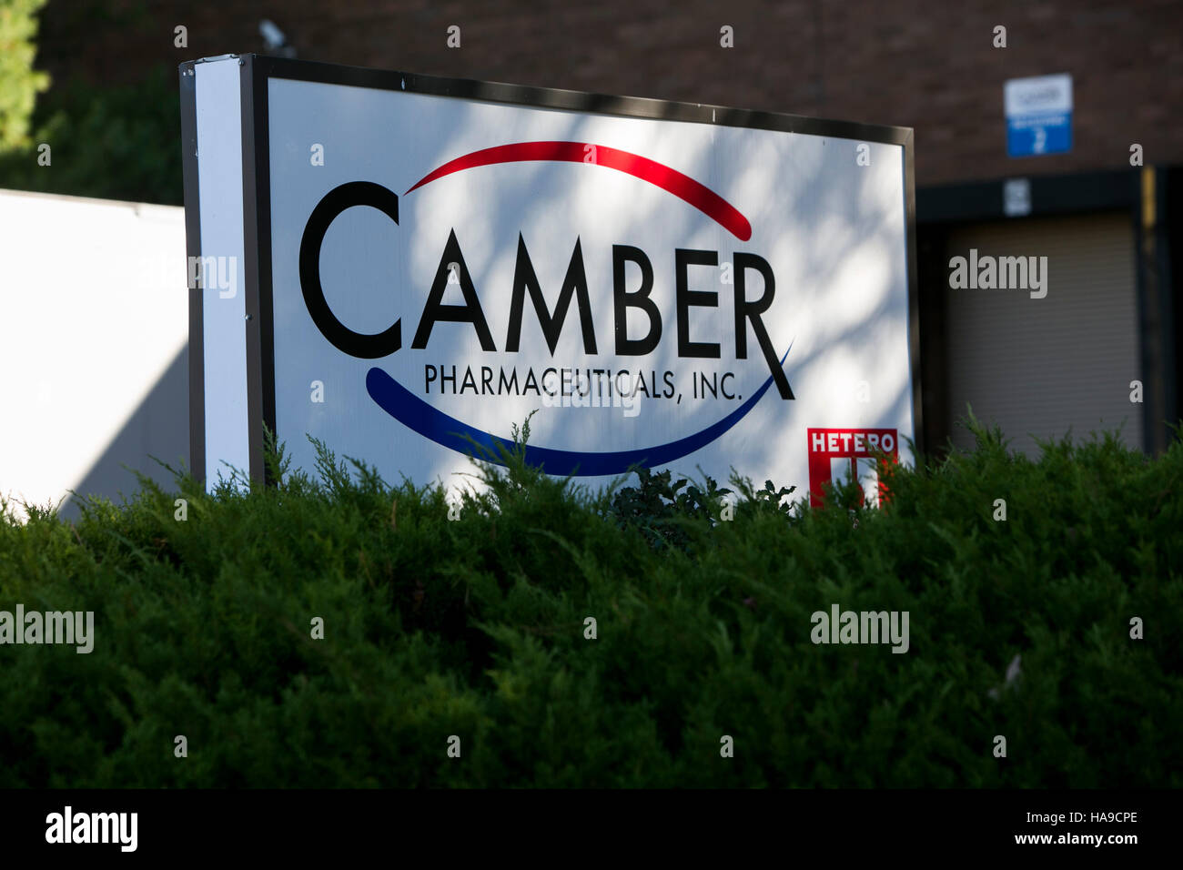 A logo sign outside of a facility occupied by Camber Pharmaceuticals in ...