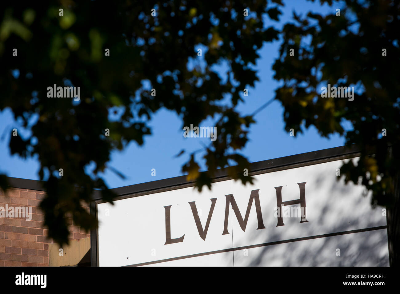 A logo sign outside of a facility occupied by LVMH Moët Hennessy Louis Vuitton in Piscataway Township, New Jersey on November 6, 2016. Stock Photo