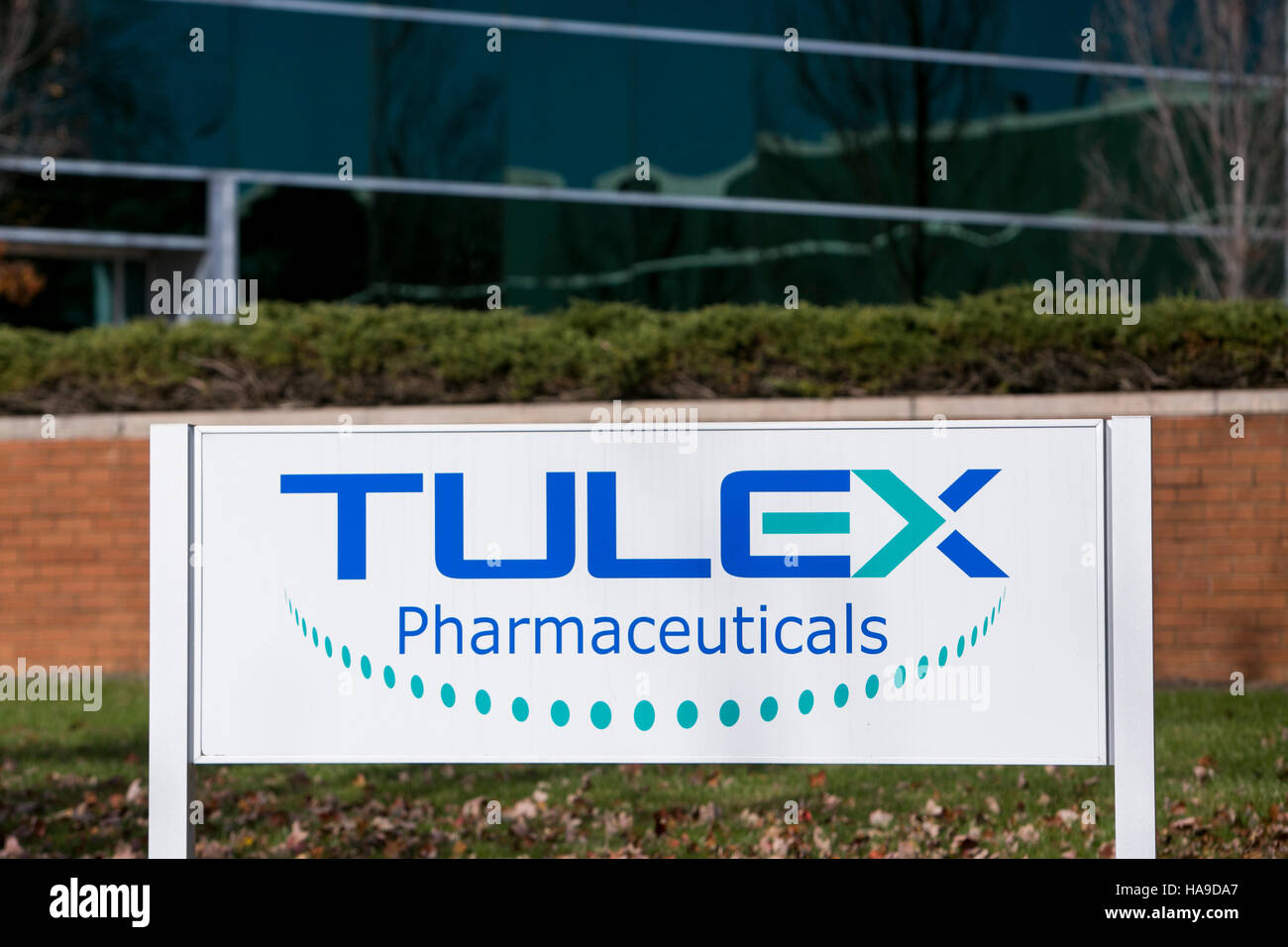 A logo sign outside of a facility occupied by Tulex Pharmaceuticals in Cranbury, New Jersey on November 6, 2016. Stock Photo
