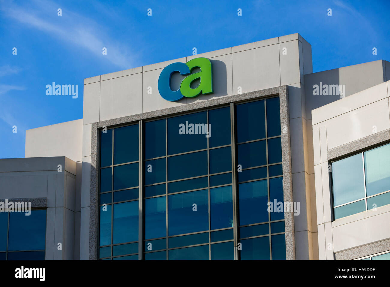 A logo sign outside of a facility occupied by CA Technologies in Ewing Township, New Jersey on November 6, 2016. Stock Photo