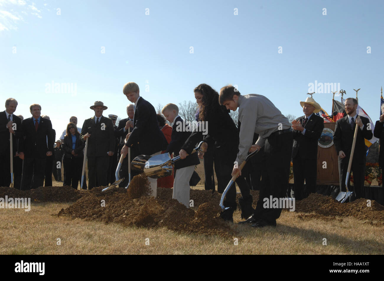 usinterior 4089262473 Secretary Salazar, Governor Rendell, Senator Casey and Others Break Ground on Flight 93 National Memorial Stock Photo