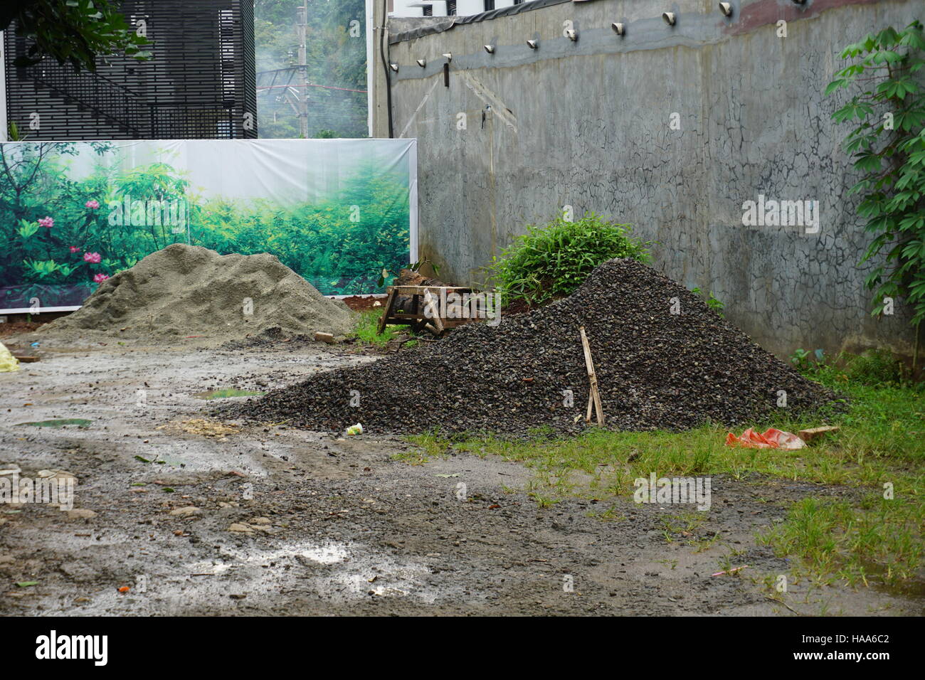 black sand on construction in depok indonesia Stock Photo Alamy