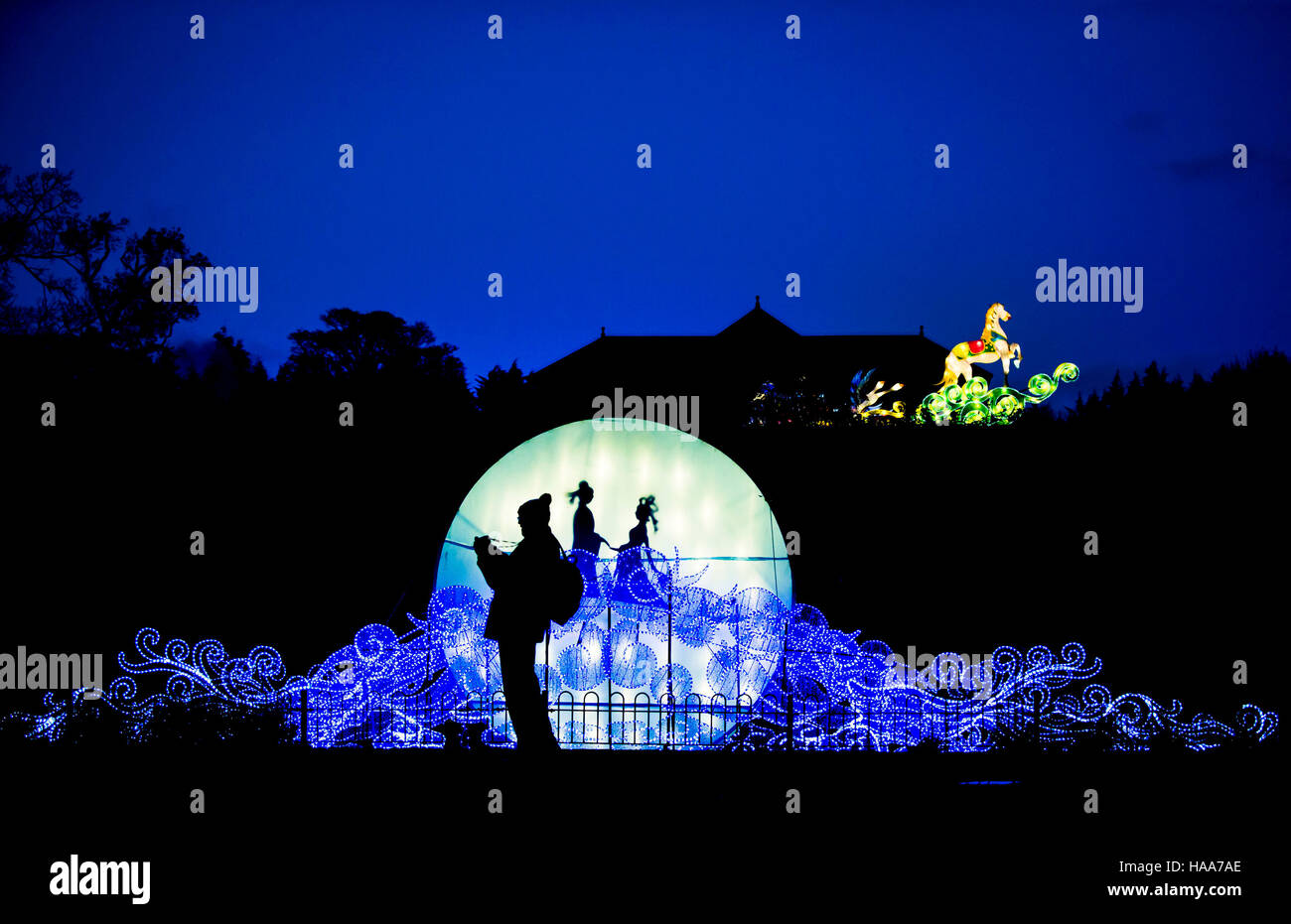 A member of the public at the Magical Lantern Festival Yorkshire at Roundhay Park In Leeds Stock