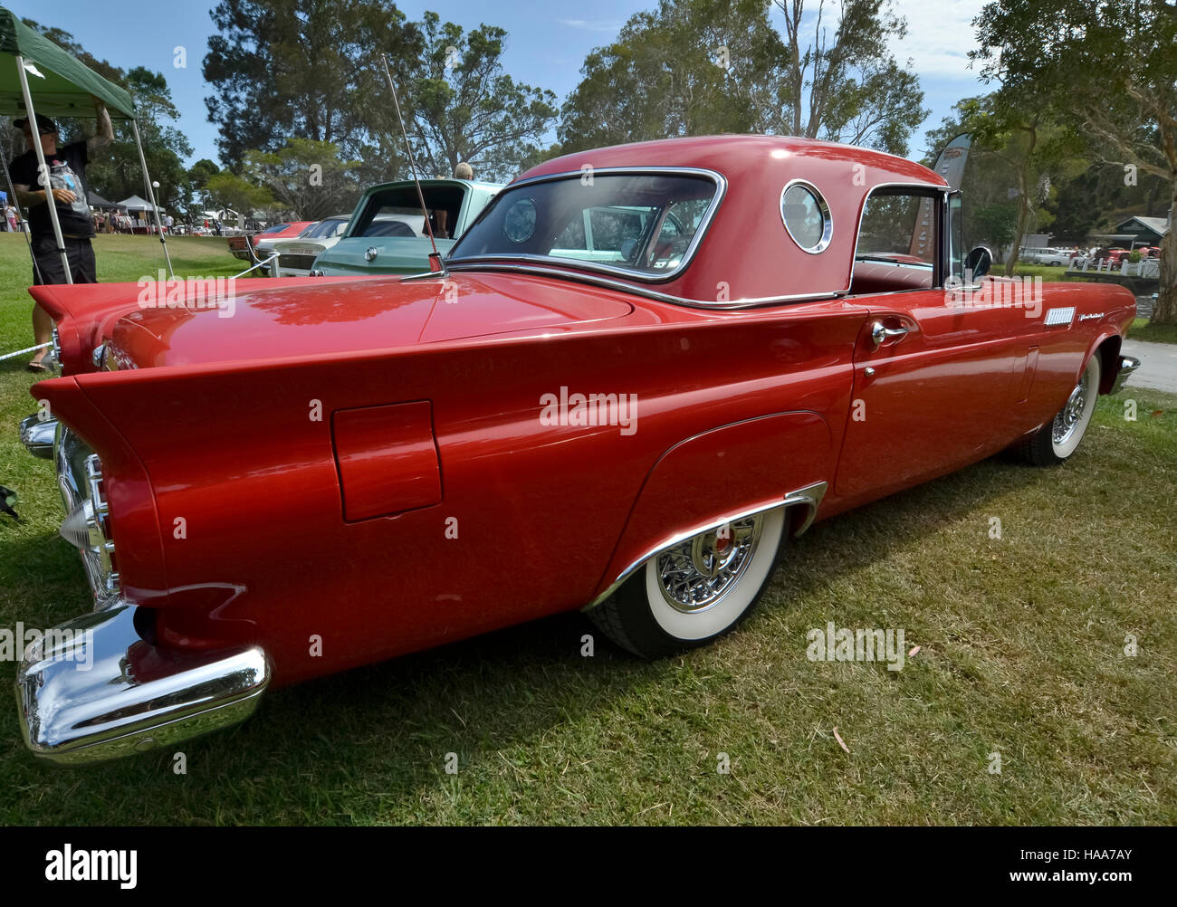 classic 1950's red ford thunderbird at Cooly Rocks On in