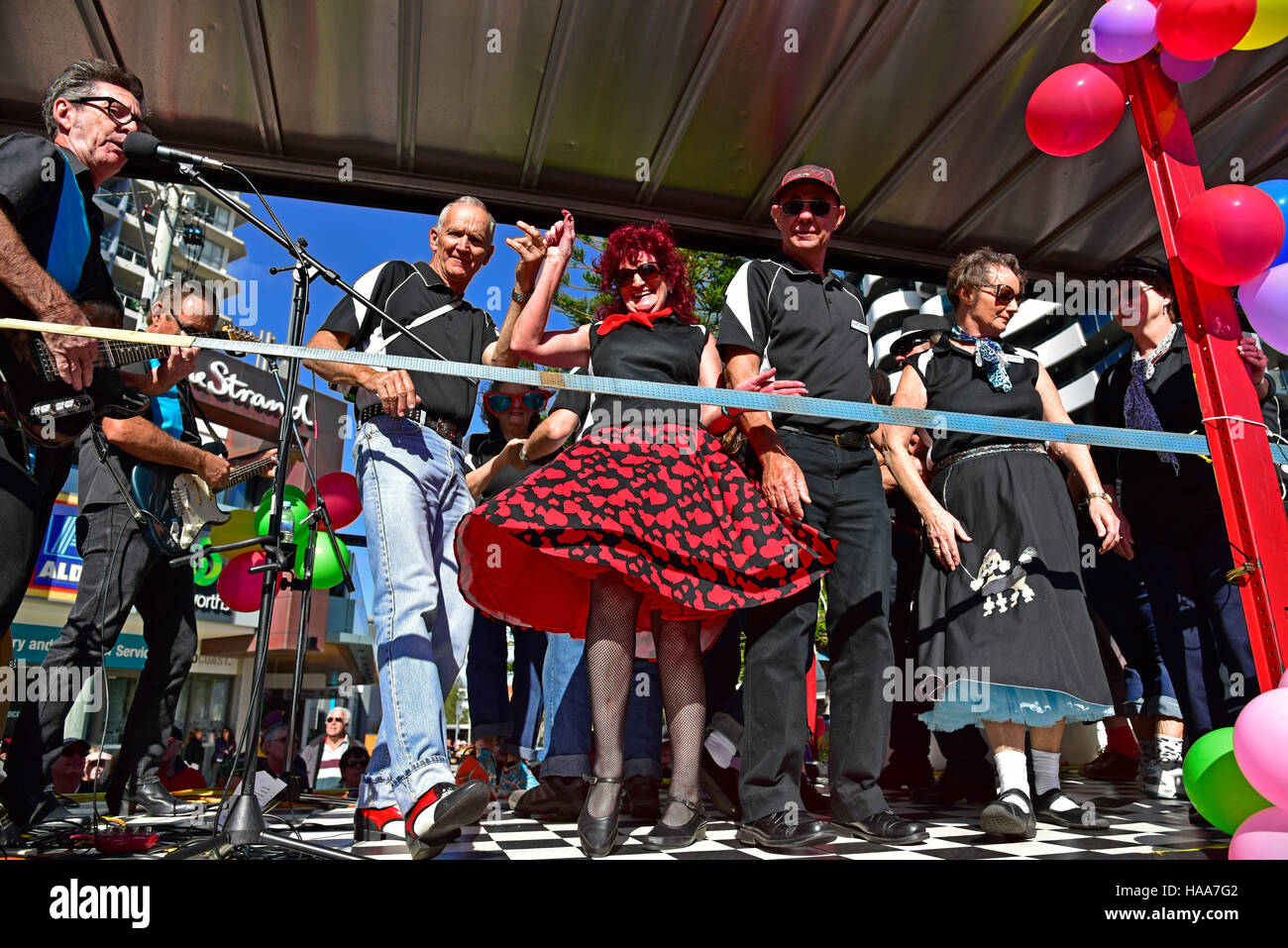Rock And Roots Parade rock and roll dancers in the street parade at the Cooly Rocks On retro ...