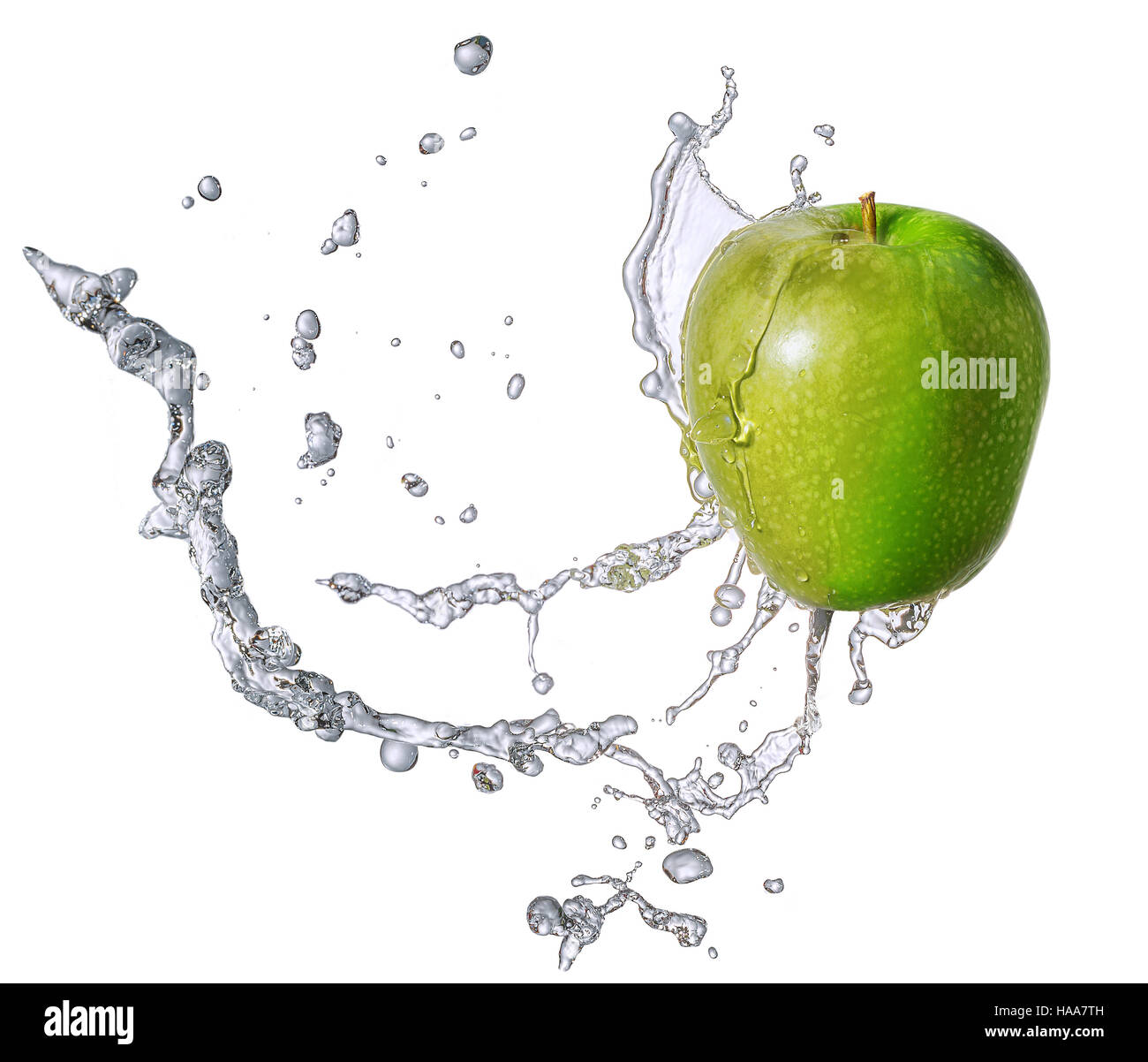 Water splash with apple isolated Stock Photo - Alamy