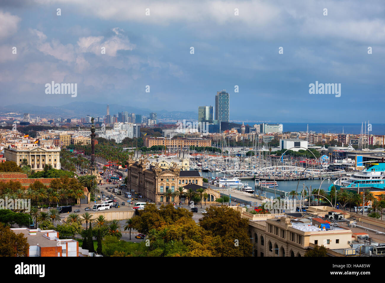 City of Barcelona cityscape and skyline in Catalonia, Spain Stock Photo ...