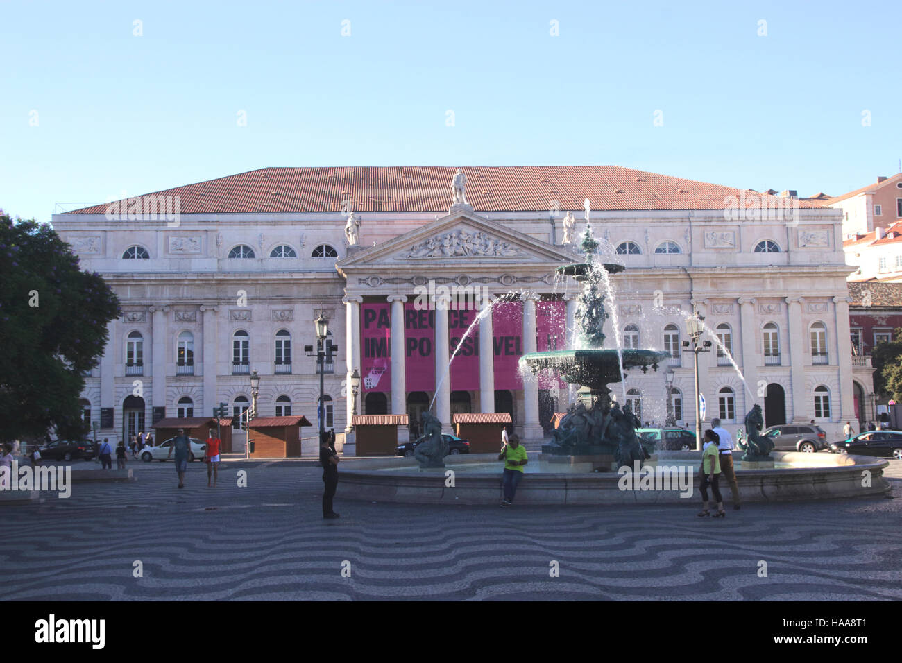 Teatro Nacional Dona Maria II Rossio Square Lisbon Portugal Stock Photo