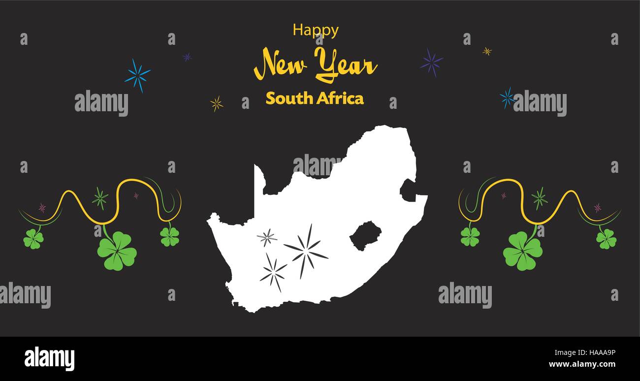 Happy New Year illustration theme with map of South Africa Stock Vector