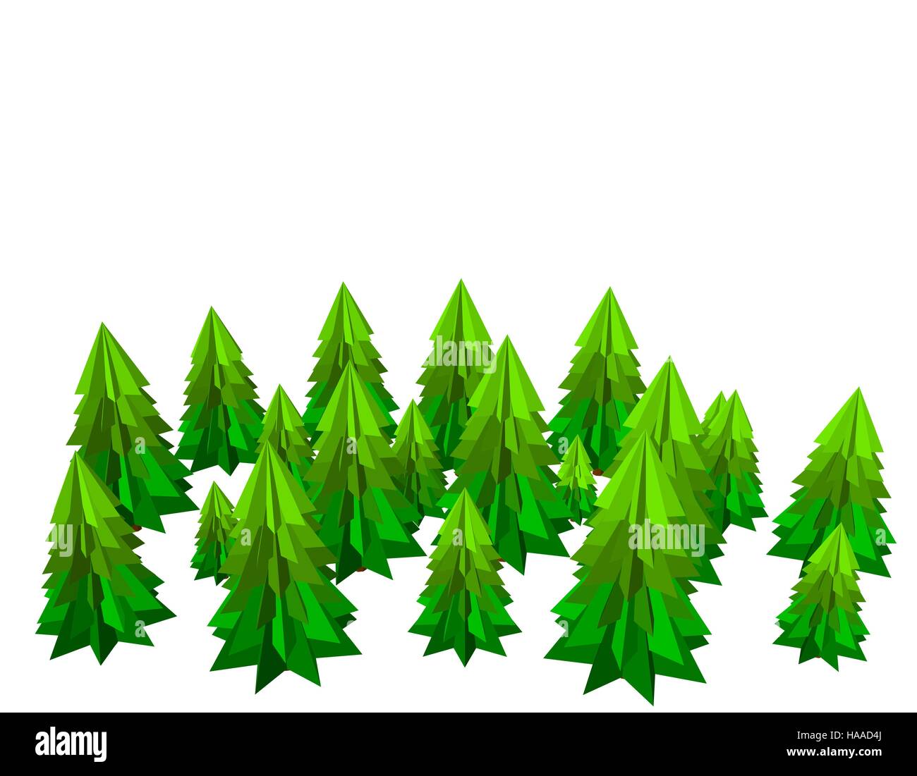 Spruce trees.Isolated on white background. 3d Vector illustration Stock
