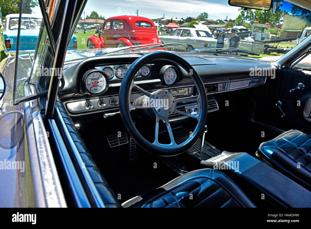 classic 1964 ford galaxie 500 XL car at show in glen innes in new south wales australia showing interior Stock Photo