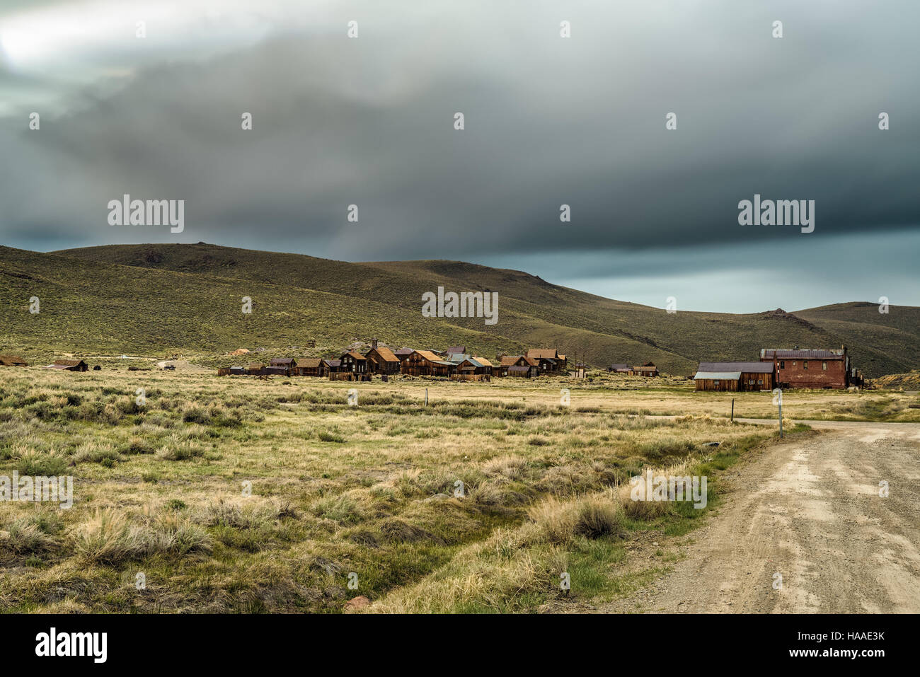 Bodie ghost town in California. Bodie is a historic state park from a gold rush era  in the Bodie Hills east of the Sierra Nevada. Long exposure. Stock Photo