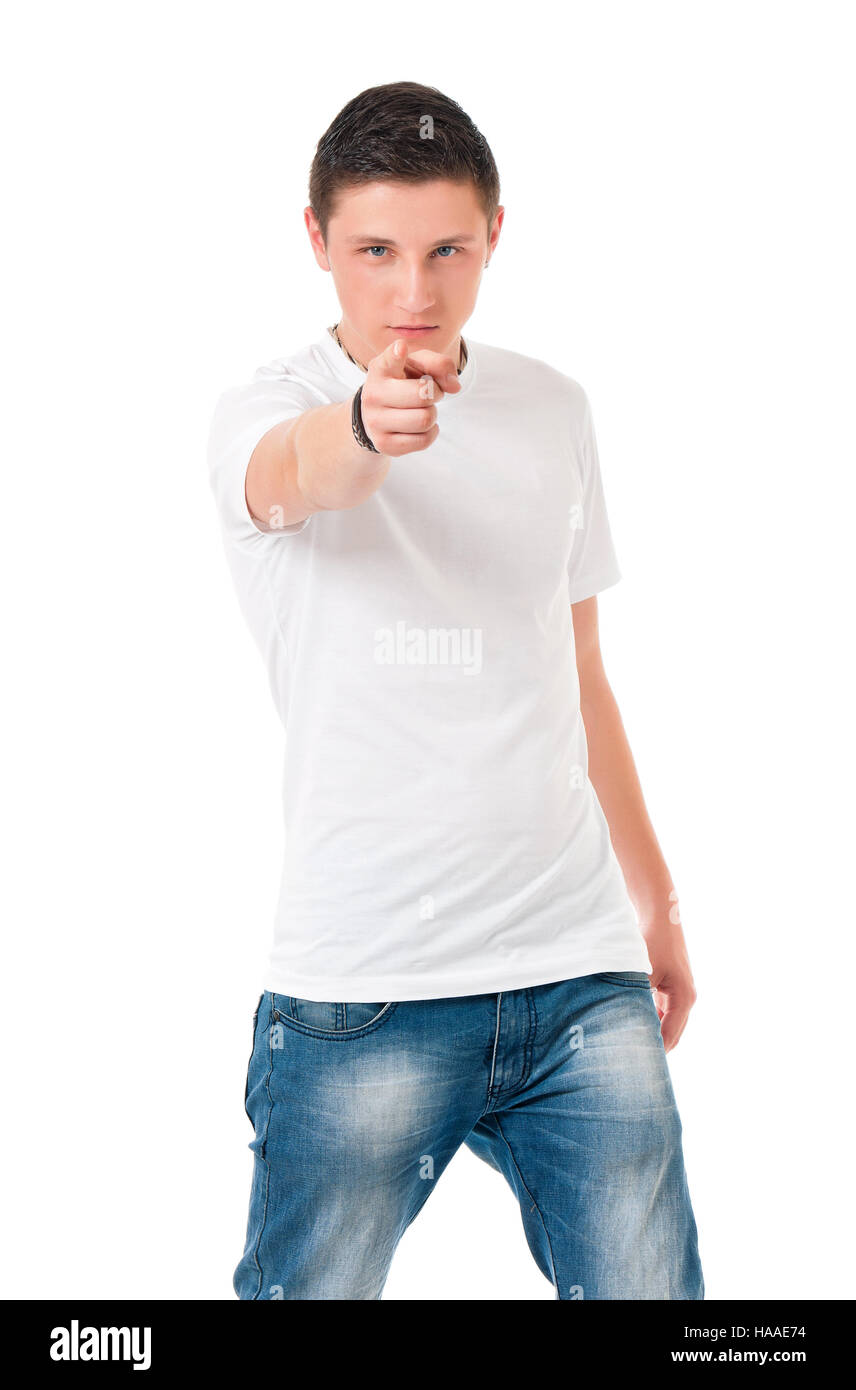 Man wearing blank t-shirt Stock Photo