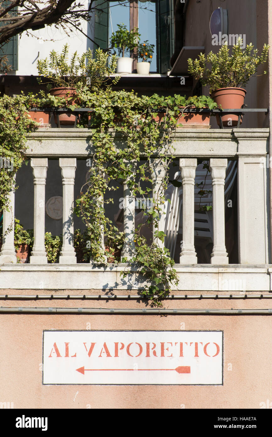Al Vaporetto Sign, Venice, Italy, Europe Stock Photo