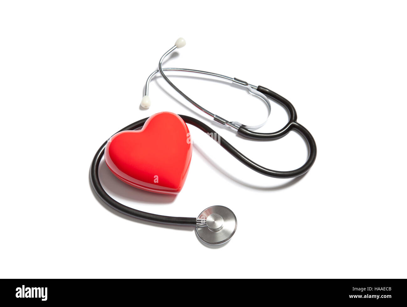 Medical stethoscope with red heart Stock Photo