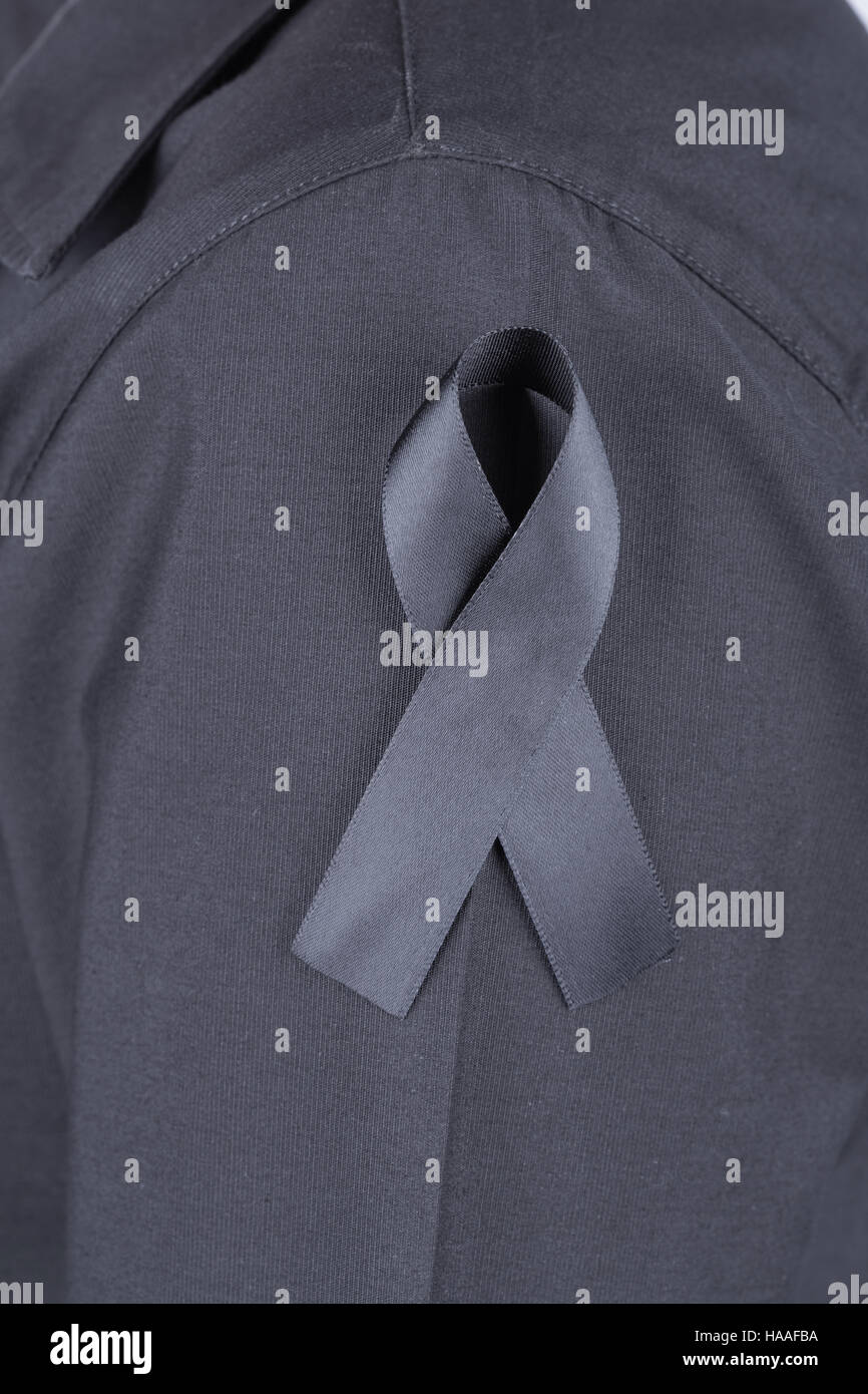 black shirt with black ribbons as a sign of mourning Stock Photo
