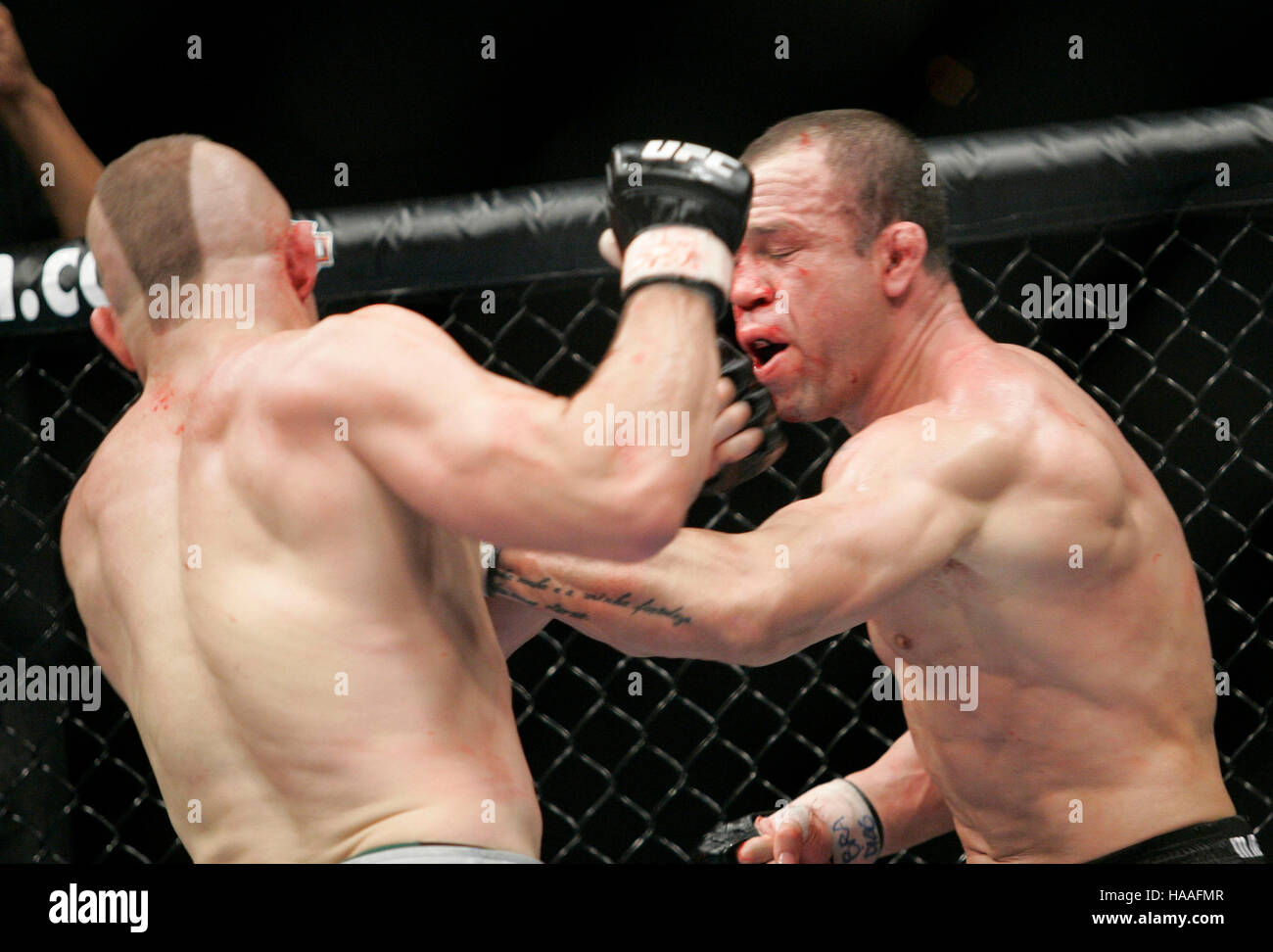 Chuck Liddell, left, fights Wanderlei Silva during UFC 79 at the