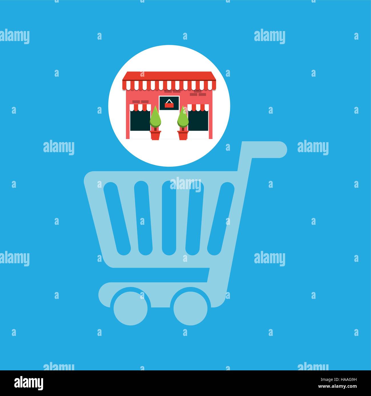 cute store shopping cart graphic vector illustration eps 10 Stock ...
