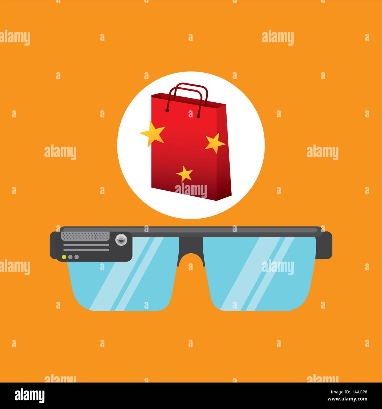 smart glasses red bag gift star design vector illustration eps 10 Stock