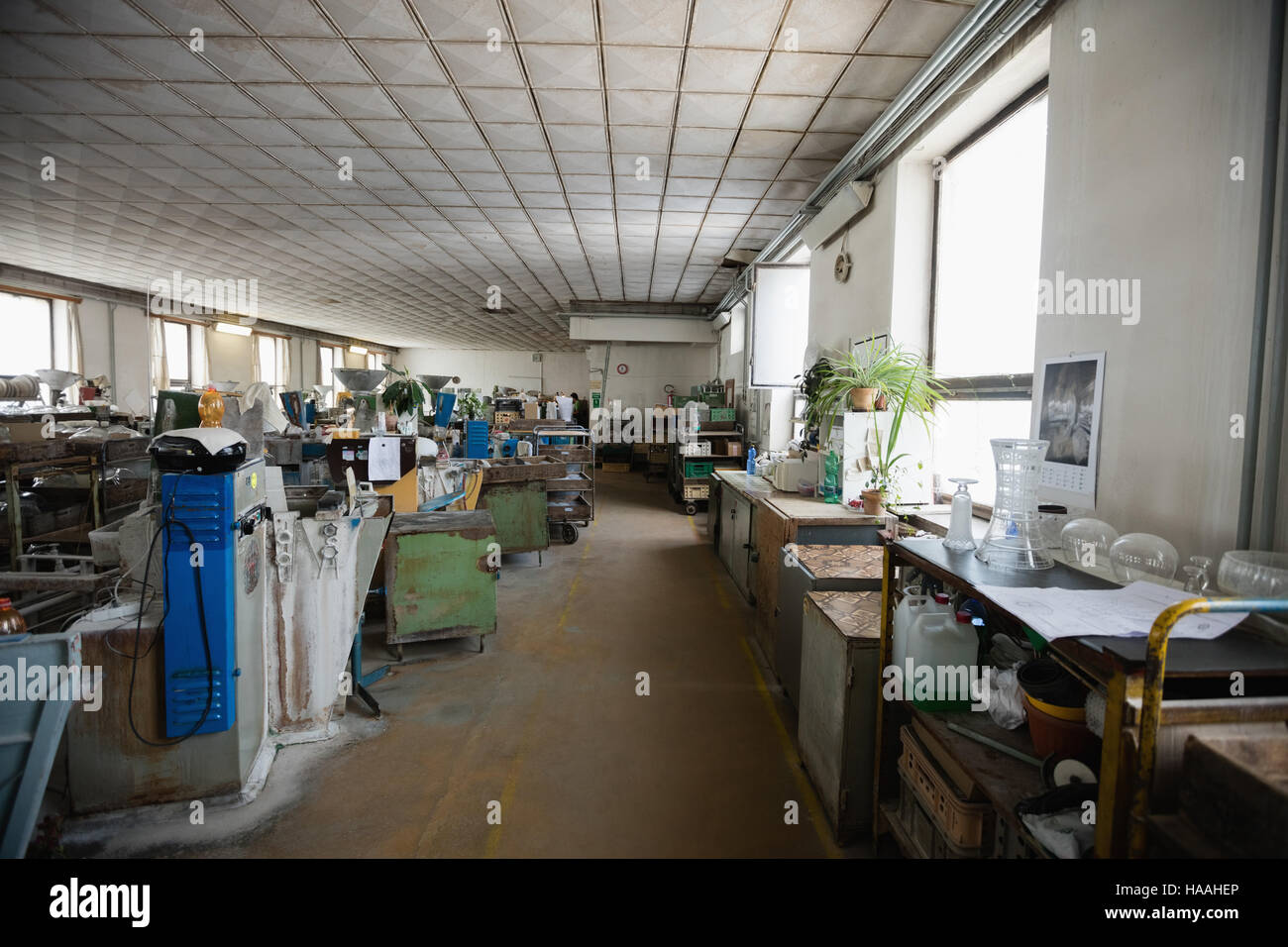 Empty workstation and machinery Stock Photo