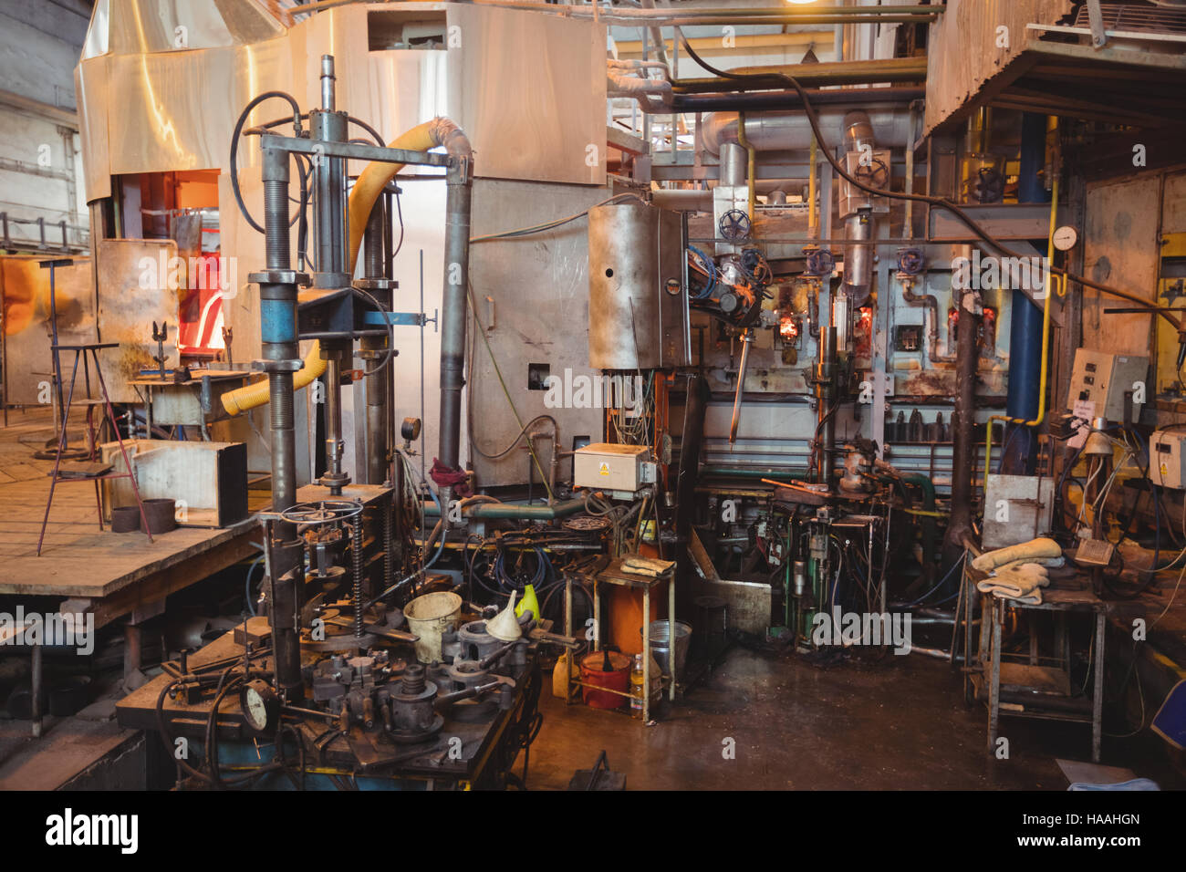 Empty workstation and machinery Stock Photo